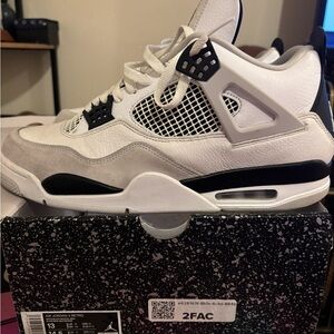 Air Jordan 4 Retro White and Black Sneakers